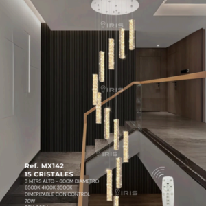 Lampara de lujo 15 cristales MX142