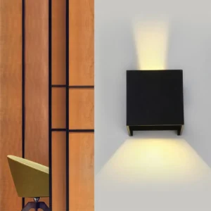 Lámpara Aplique De Pared Moderno Tipo Cubo Estructura Negro